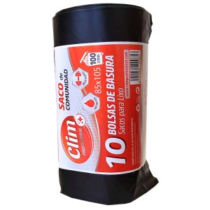 Sacos de lixo comunitários 100L preto Gold Vit 85x105. Rolo de 10 unidades.