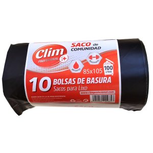Sacos de lixo comunitários 100L preto Gold Vit 85x105. Rolo de 10 unidades.