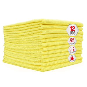Panos de microfibra amarelos XL 35x40 cm Clim Profesional. Pacote de 12 panos