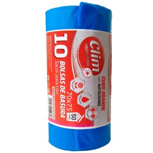 Bolsas de Basura STRONG 50L autocierre y perfumadas Clim Profesional. Rollo 10 uds