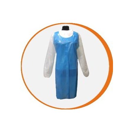 Delantal desechable azul Polietileno. Caja de 1000 uds