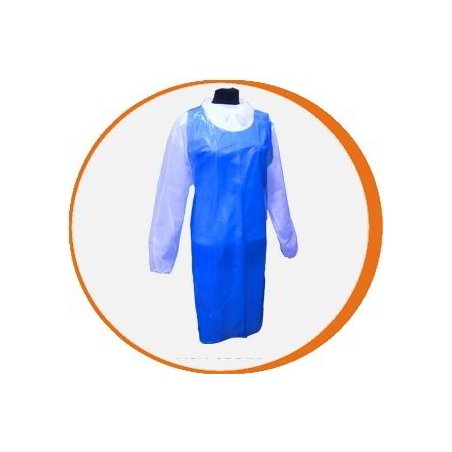 Delantal desechable azul Polietileno alta resistencia. Pack 500 uds