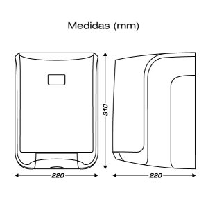 Medidas dispensador bobinas secamanos papel mecha CLIMLINE