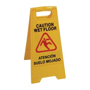 Señal advertencia de pavimento mojado