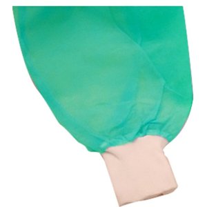 Bata hospitalaria desechable verde con puño elástico de algodón. Pack 100 uds