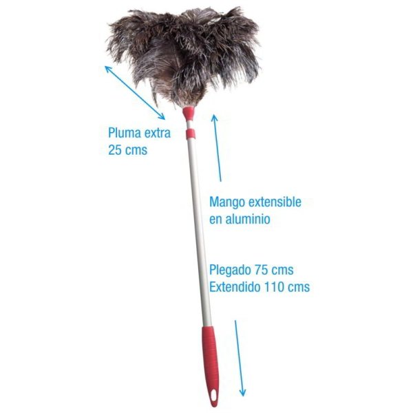 Plumero extra avestruz. Mango aluminio extensible Plumero extra avestruz. Mango aluminio extensible