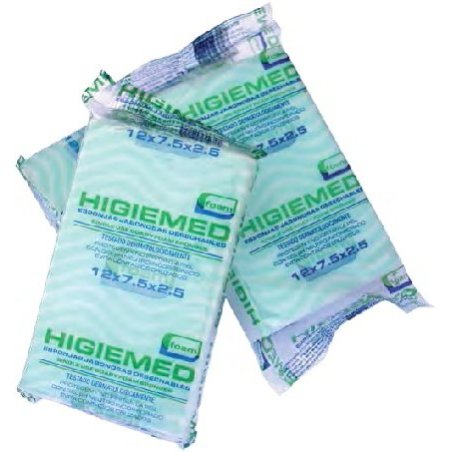 Esponjas jabonosas desechables de foam Higiemed. 12x7.5x2.5cms. 200 unidades envasadas individualmente