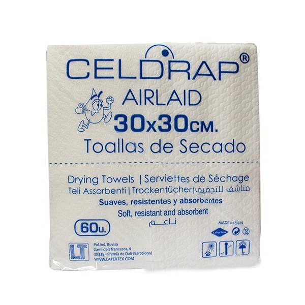 Toallas de secado desechables tejido Airlaid 30x30 cms. 600 uds