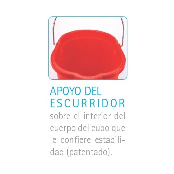Cubo rectangular con escurridor y asa de metal