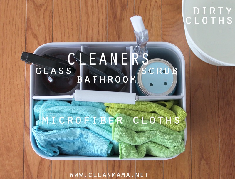 Lo que necesitas para la limpieza rápida de los baños (fuente CleanMama.net)