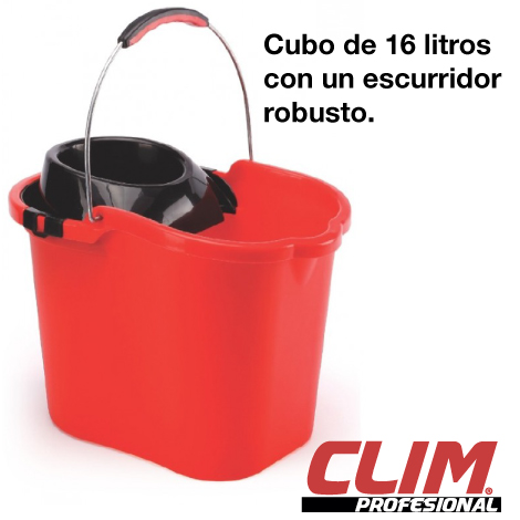 Cubo de fregado rectangular para fregona con escrurridor robusto de ClimProfesional