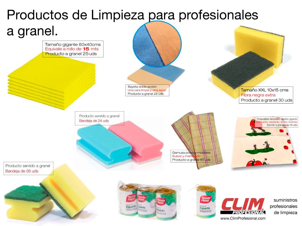 Productos de limpieza a granel, para profesionales en ClimProfesional.